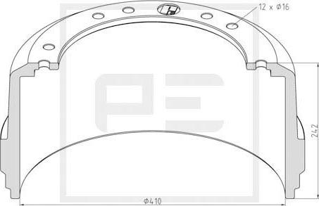 PE Automotive 346.100-00A - Tambur frana aaoparts.ro