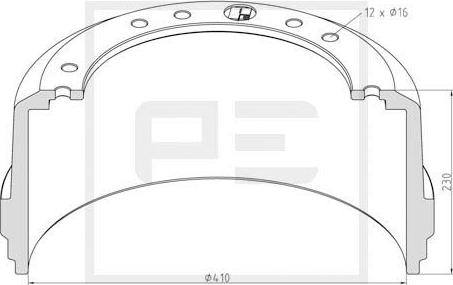 PE Automotive 346.101-00A - Tambur frana aaoparts.ro