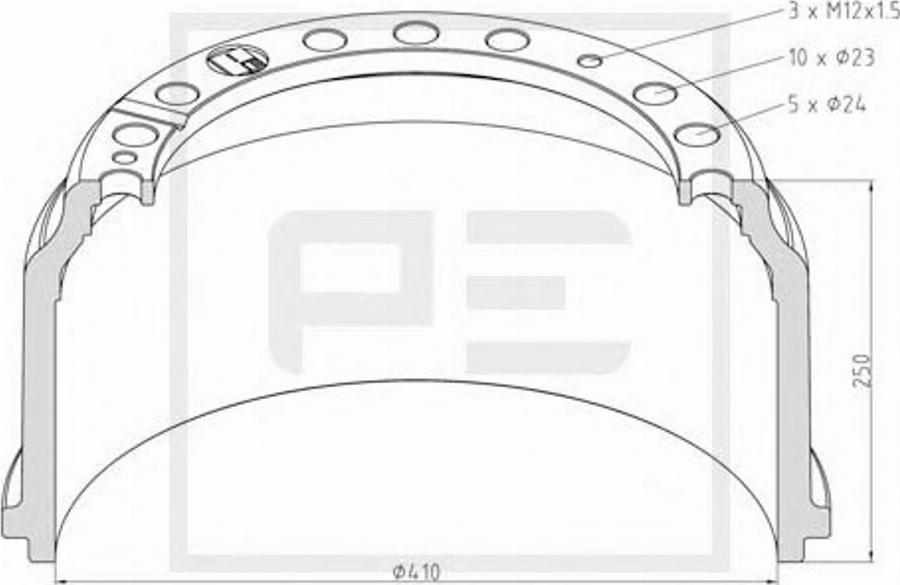 PE Automotive 016.400-00A - Tambur frana aaoparts.ro