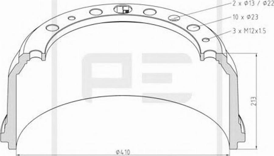 PE Automotive 03640400A - Tambur frana aaoparts.ro