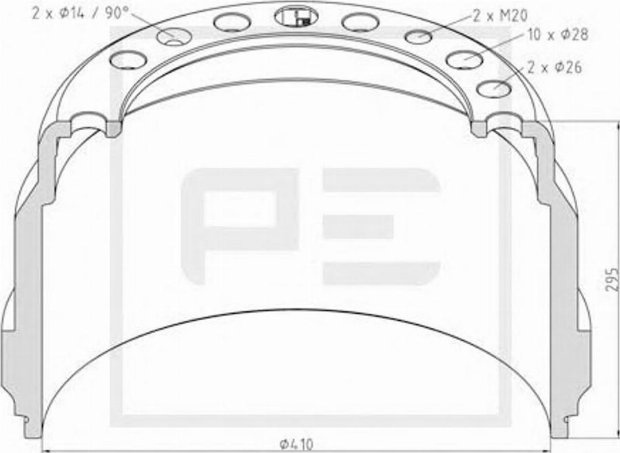 PE Automotive 146.048-00A - Tambur frana aaoparts.ro