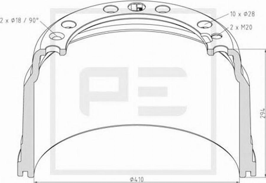 PE Automotive 146.134-00A - Tambur frana aaoparts.ro