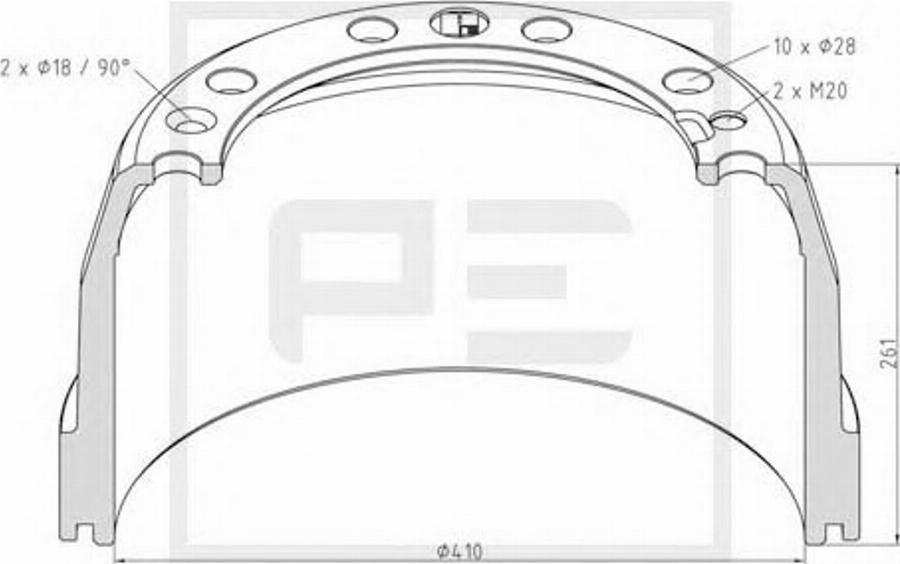 PE Automotive 146.131-00A - Tambur frana aaoparts.ro
