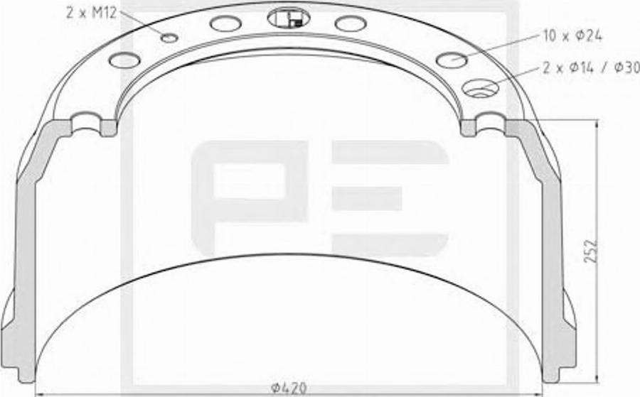 PE Automotive 106.084-00A - Tambur frana aaoparts.ro