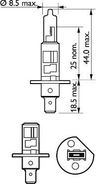 PHILIPS 12258VPB1 - Bec, far faza lunga aaoparts.ro