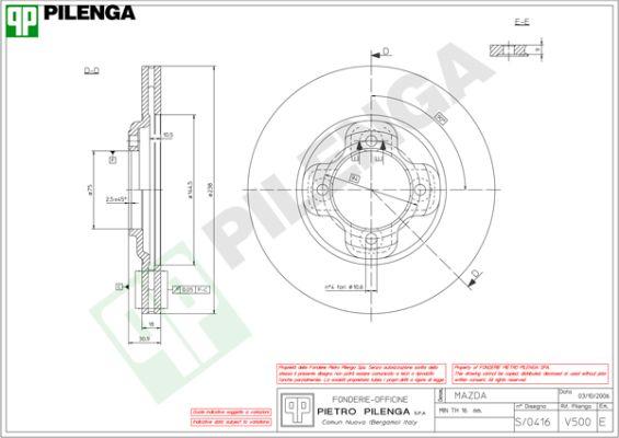 Pilenga V500 - Disc frana aaoparts.ro
