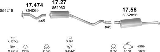 Polmo POLMO01653 - Sistem de esapament aaoparts.ro