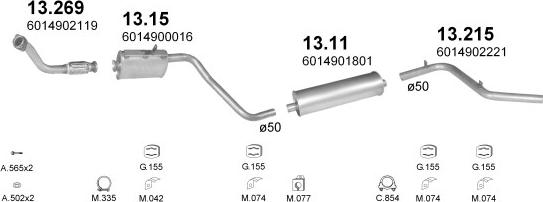 Polmo POLMO02095 - Sistem de esapament aaoparts.ro
