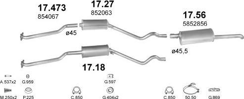 Polmo POLMO02136 - Sistem de esapament aaoparts.ro