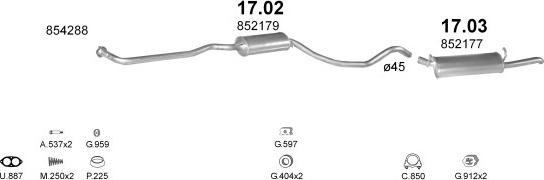 Polmo POLMO02128 - Sistem de esapament aaoparts.ro