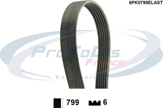 Procodis France 6PK0799ELAST - Curea transmisie cu caneluri aaoparts.ro