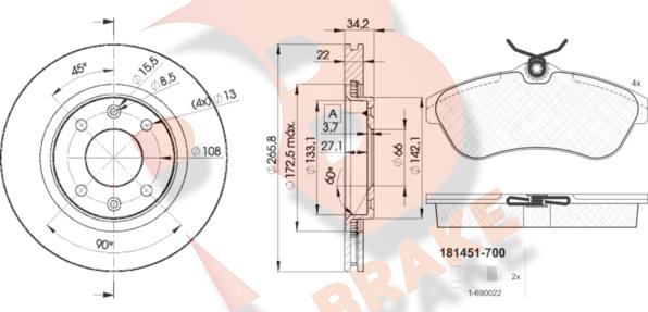 R Brake 3R14514750 - Set frana, frana disc aaoparts.ro