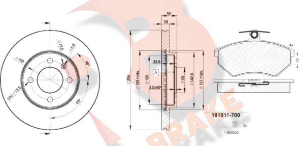 R Brake 3R10113790 - Set frana, frana disc aaoparts.ro