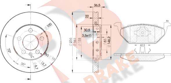 R Brake 3R11845602 - Set frana, frana disc aaoparts.ro
