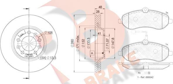 R Brake 3R18025624 - Set frana, frana disc aaoparts.ro