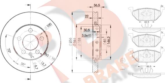 R Brake 3R13495602 - Set frana, frana disc aaoparts.ro