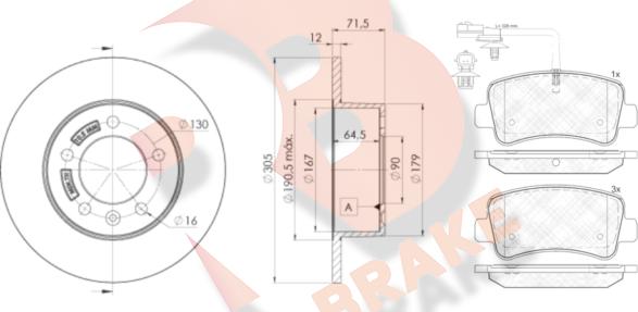 R Brake 3R20018767 - Set frana, frana disc aaoparts.ro
