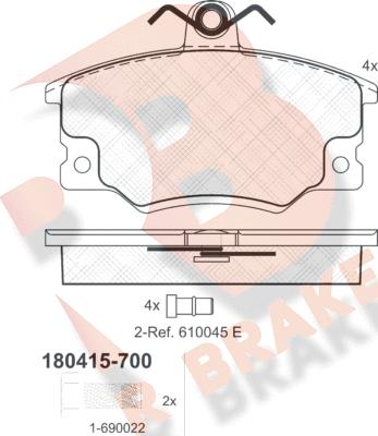 R Brake RB0415-700 - Set placute frana,frana disc aaoparts.ro