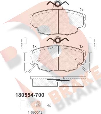 R Brake RB0554-700 - Set placute frana,frana disc aaoparts.ro
