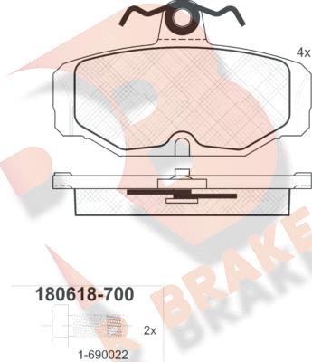 R Brake RB0618-700 - Set placute frana,frana disc aaoparts.ro