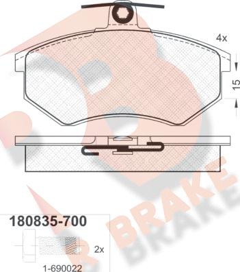 R Brake RB0835-700 - Set placute frana,frana disc aaoparts.ro