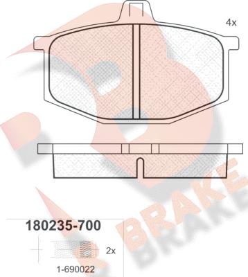 R Brake RB0235-700 - Set placute frana,frana disc aaoparts.ro