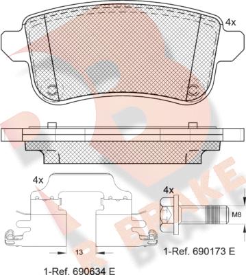 R Brake RB1904-203 - Set placute frana,frana disc aaoparts.ro