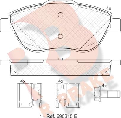 R Brake RB1925-201 - Set placute frana,frana disc aaoparts.ro