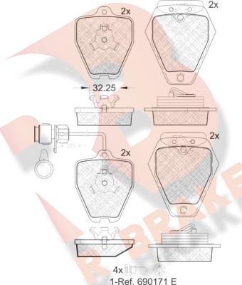 R Brake RB1691 - Set placute frana,frana disc aaoparts.ro