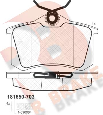 R Brake RB1650-703 - Set placute frana,frana disc aaoparts.ro