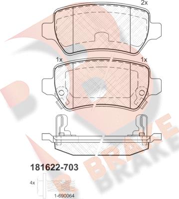 R Brake RB1622-703 - Set placute frana,frana disc aaoparts.ro