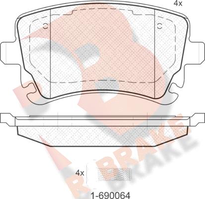R Brake RB1674-204 - Set placute frana,frana disc aaoparts.ro