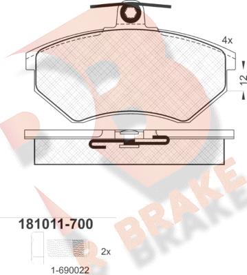 R Brake RB1011-700 - Set placute frana,frana disc aaoparts.ro