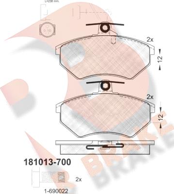 R Brake RB1013-700 - Set placute frana,frana disc aaoparts.ro