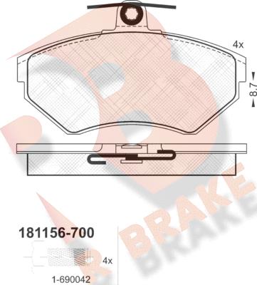 R Brake RB1156-700 - Set placute frana,frana disc aaoparts.ro