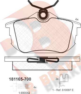 R Brake RB1165-700 - Set placute frana,frana disc aaoparts.ro