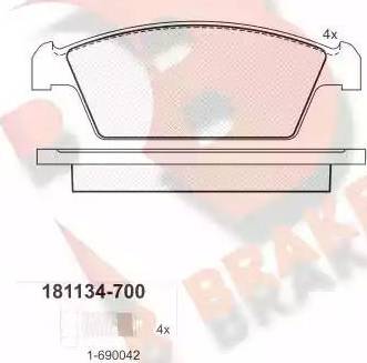 R Brake RB1134-700 - Set placute frana,frana disc aaoparts.ro