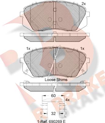 R Brake RB1826-201 - Set placute frana,frana disc aaoparts.ro