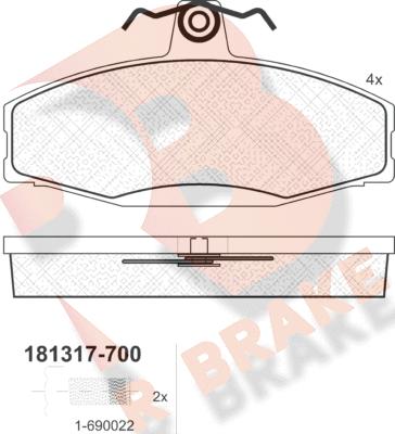 R Brake RB1317-700 - Set placute frana,frana disc aaoparts.ro