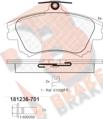 R Brake RB1236-701 - Set placute frana,frana disc aaoparts.ro