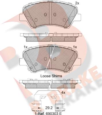 R Brake RB2029 - Set placute frana,frana disc aaoparts.ro