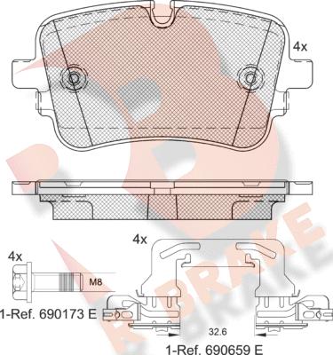 R Brake RB2248-203 - Set placute frana,frana disc aaoparts.ro