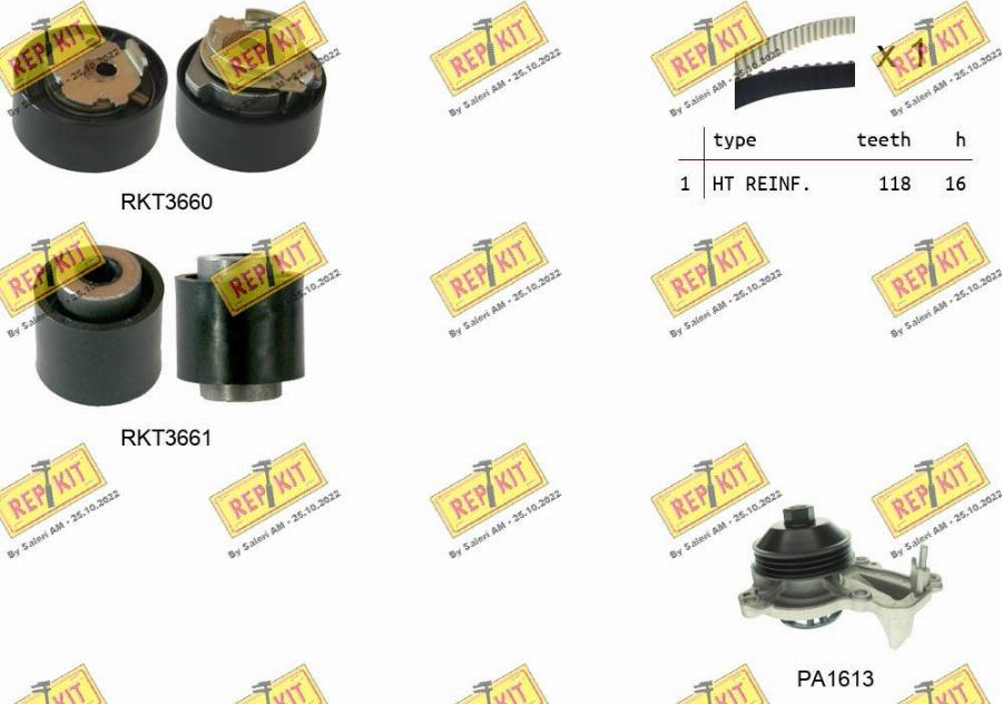 REPKIT RKTK1167PA2 - Set pompa apa + curea dintata aaoparts.ro