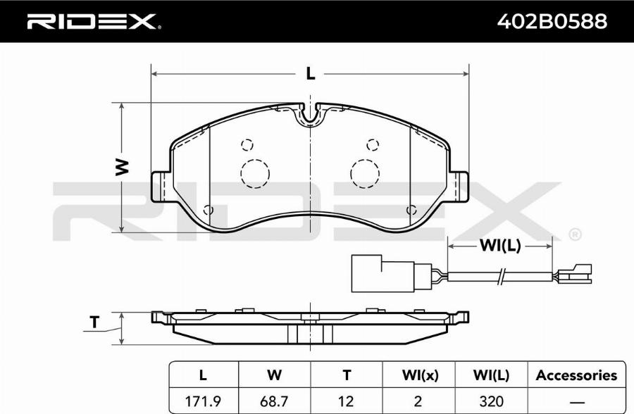 RIDEX 402B0588 - Set placute frana,frana disc aaoparts.ro