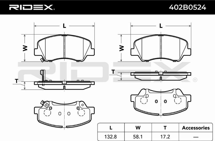 RIDEX 402B0524 - Set placute frana,frana disc aaoparts.ro