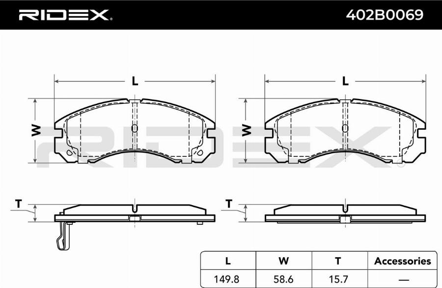 RIDEX 402B0069 - Set placute frana,frana disc aaoparts.ro