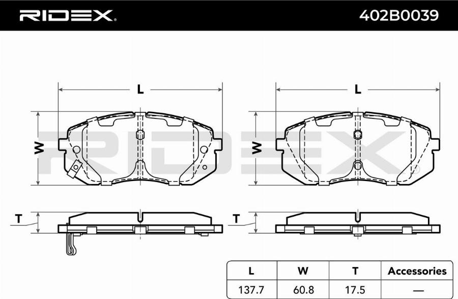 RIDEX 402B0039 - Set placute frana,frana disc aaoparts.ro