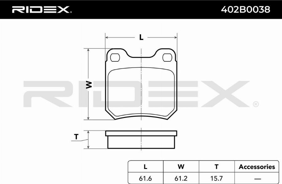 RIDEX 402B0038 - Set placute frana,frana disc aaoparts.ro