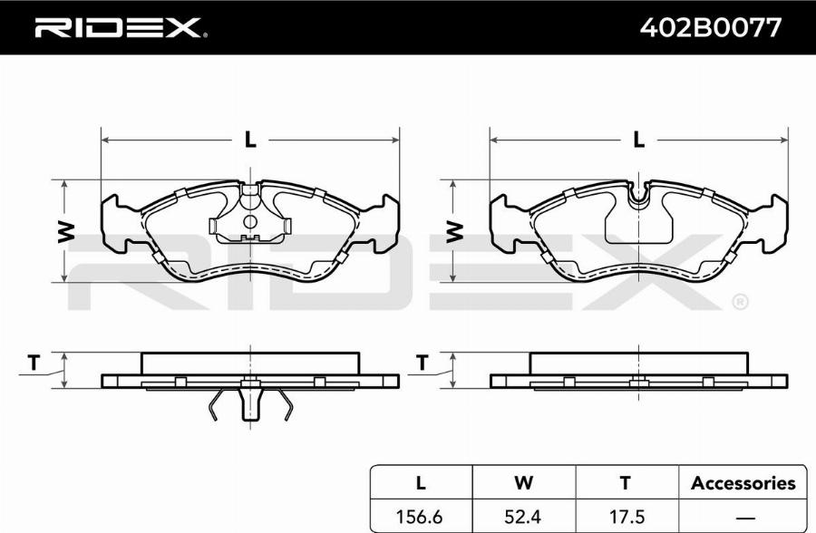 RIDEX 402B0077 - Set placute frana,frana disc aaoparts.ro