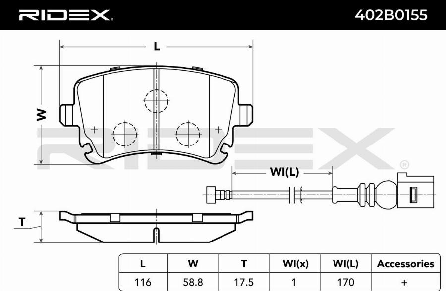 RIDEX 402B0155 - Set placute frana,frana disc aaoparts.ro